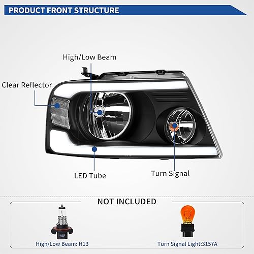 Miniatura 193 de oEdRo Faros delanteros compatibles con Ford F150 / 06-08 Lincoln Mark LT Pickup 2004, 2005, 2006, 2007, 2008, Ford F150 / 06-08 Lincoln Mark LT OE