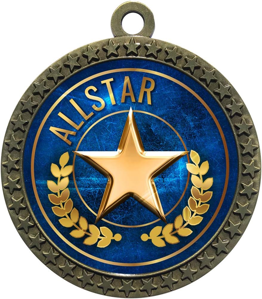 Express Medals 1 to 50 Packs Allstar Gold Medal Trophy Award with Neck Ribbon STDD212-EG4