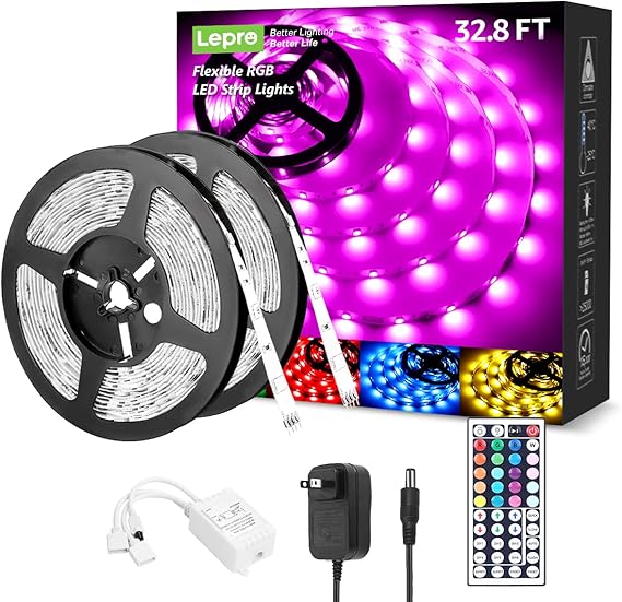 Lepro LED Strip Lights Kit, UltraLong RGB LED Light Strips, Dimmable