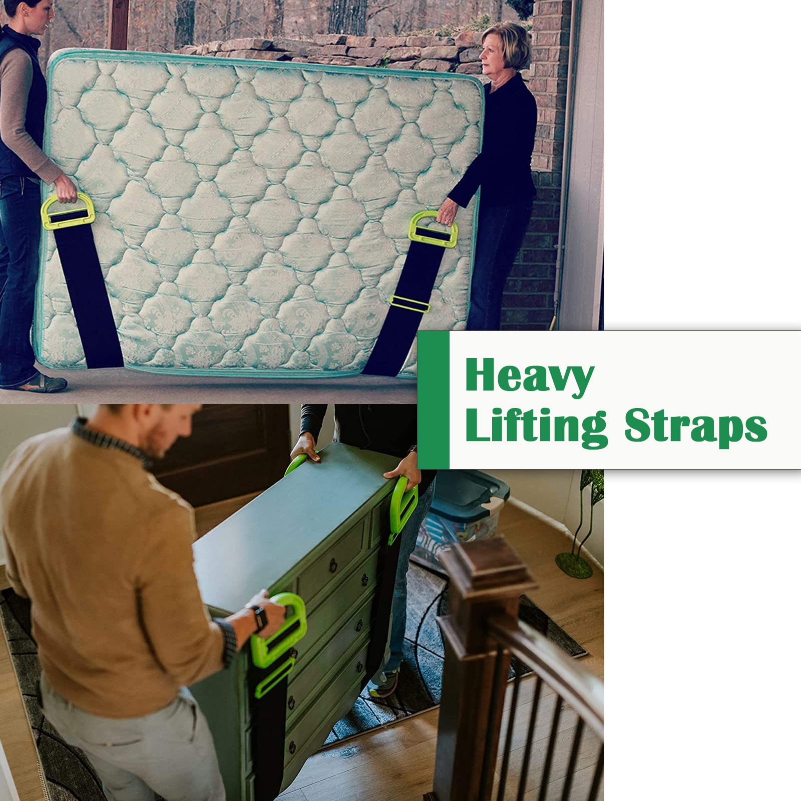 Produktbild von 2x Tragegurte Für Umzug – 153cm, 600lbs Tragkraft, 15cm Breite, Für Möbel & Haushaltsgeräte