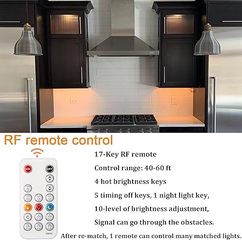 Miniatura 2 de WOBANE Luces LED de disco, kit de iluminación con cable para debajo del gabinete con control remoto, iluminación de mostrador regulable para cocina,