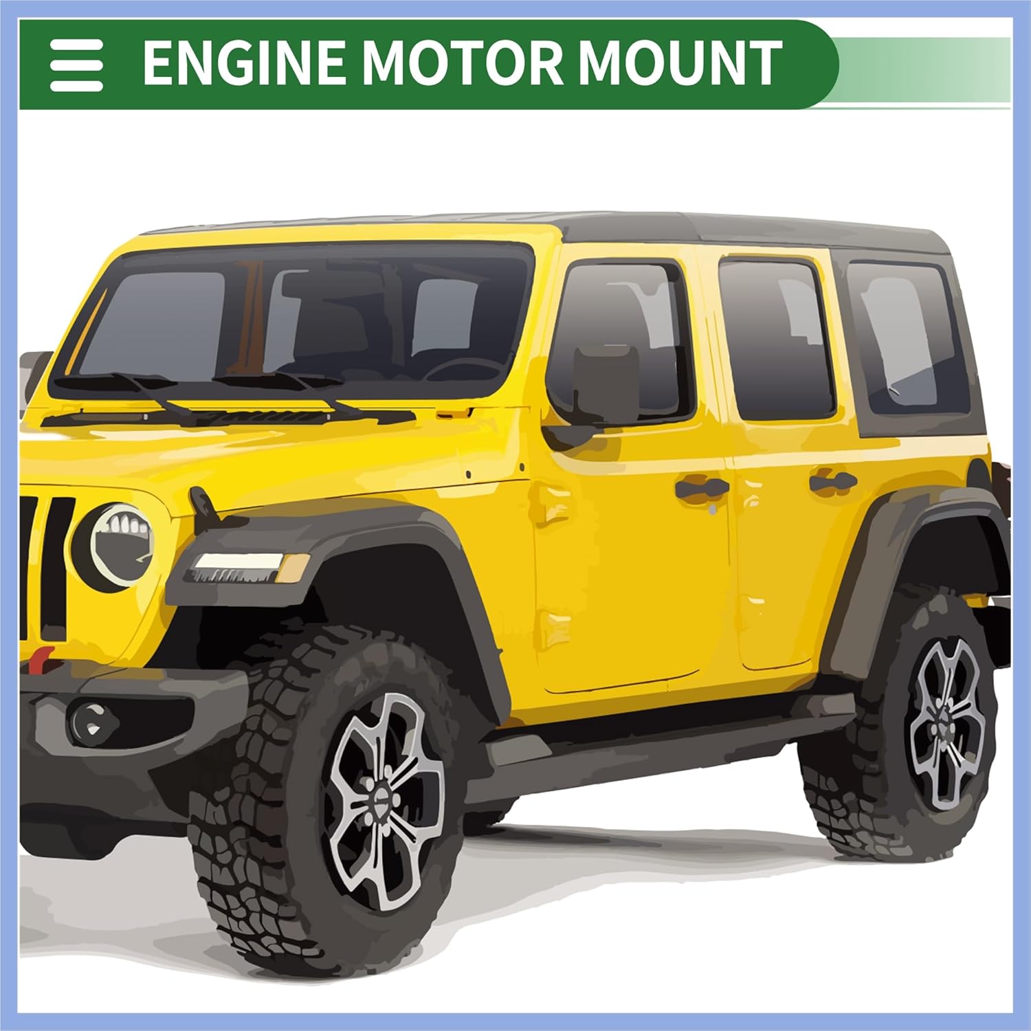 Engine Motor Mount, Transmission Mount, for Jeep Wrangler 3.6L 2012-2018, No.5147193AB, Black Stable