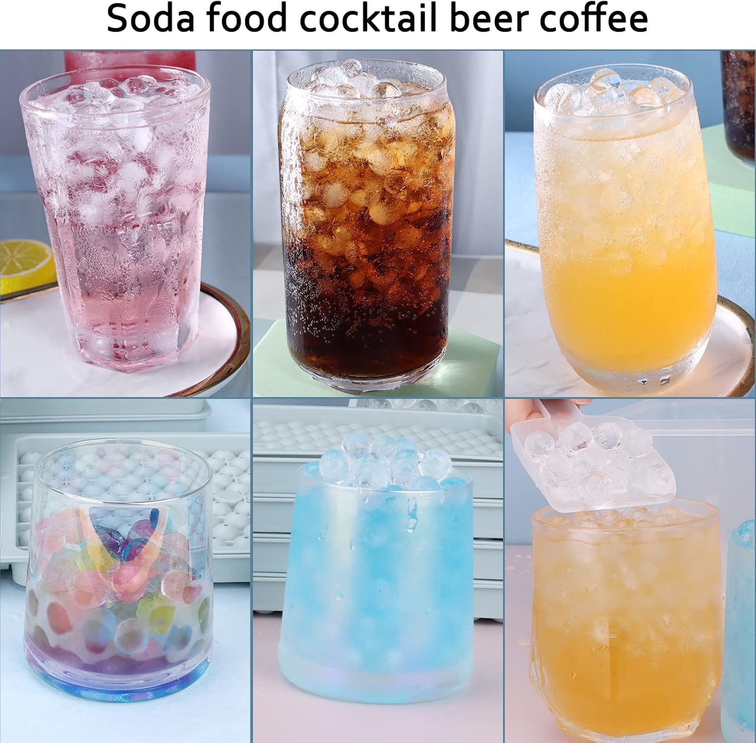 Mini Ice Cube Trays, 159x4 PCS Crushed Small, Tiny Ice Cube Tray Easy Release for Chilling Drinks Coffee Juice(4Pack Blue Ice trays & Ice Bin & Ice Scoop)