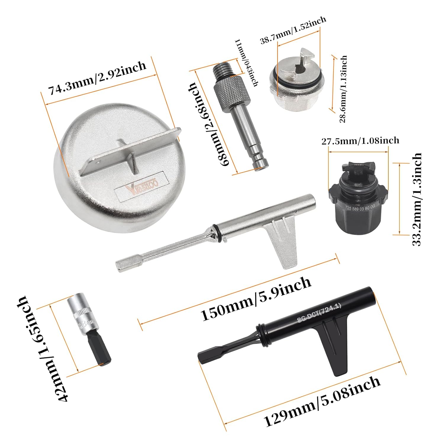 7PCS Metal Transmission Oil Change Filling Tool, Compatible with Mercedes Benz 725.0 8-Speed 9-Speed Transmission, with 9-Speed Hybrid Fuel Filler Neck, Replace 725 589 00 90 00, 725 589 02 90 00