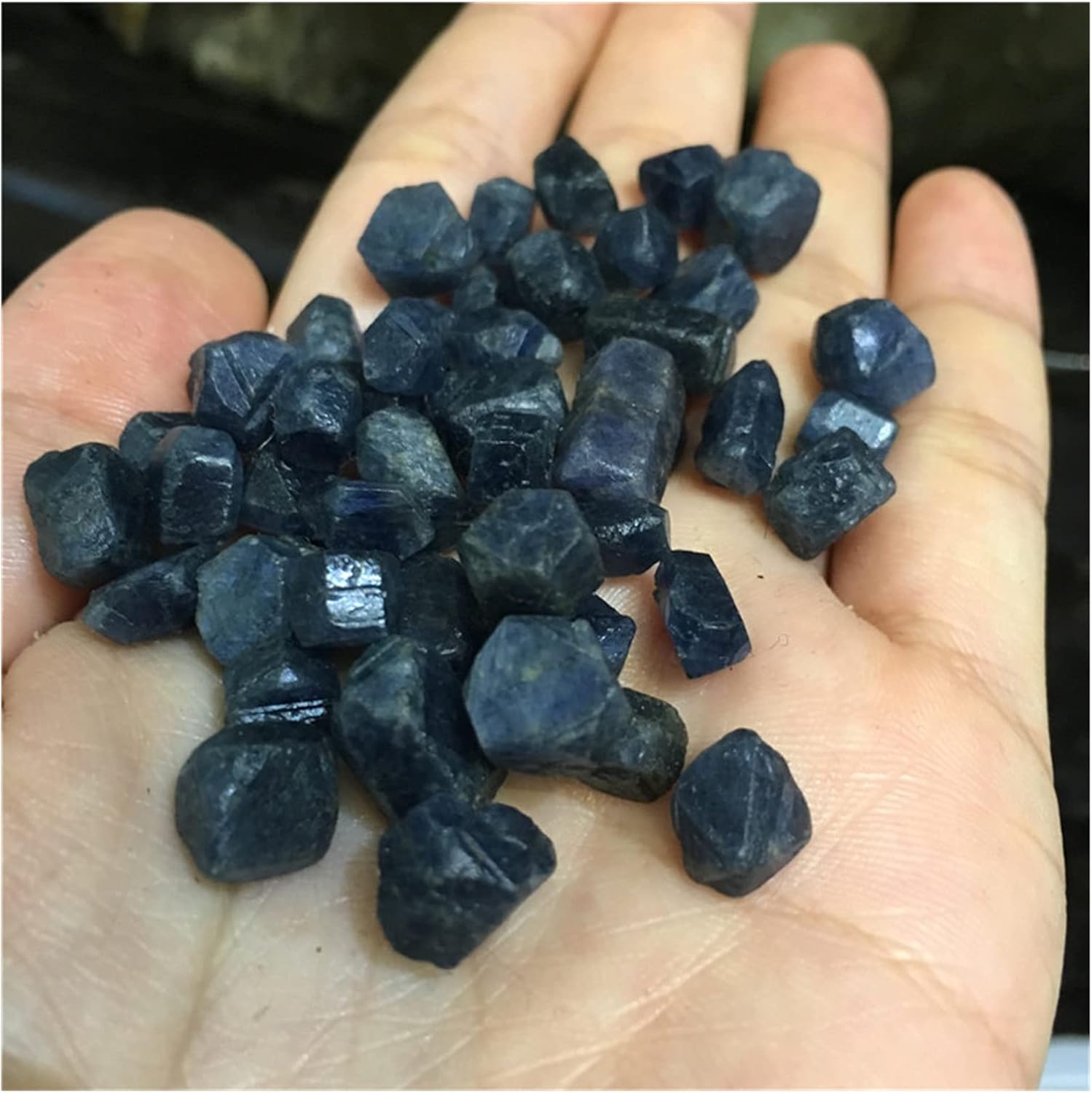 FIDEMM Natural Crystal Rough 50g Natural Stones and Minerals Blue Corundum Reiki Healing Sapphire Rough Gemstone Sample for Manufacture