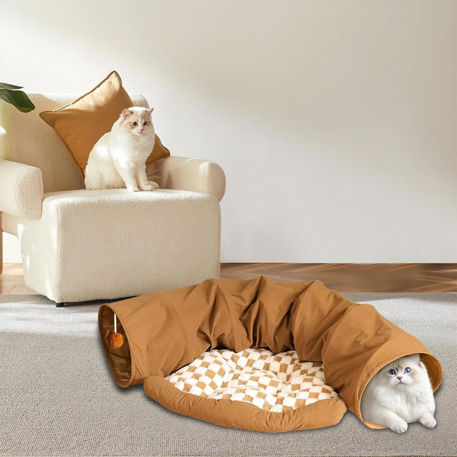 Tubes Et Tunnels À Chat Tunnel Grotte de Détachable Lavable Épaissi | Lit Chat Hiver Chaud Favorise l'Exercice et Garde le Divertissement pour Chaton d'Intérieur