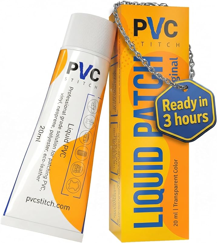 PVC Stitch Liquid Patch – Air Mattress Patch Kit Heavy Duty, Inflatable Patch Glue for PVC & PU, Inflatable Boats, Rafts, Kayaks, SUP, Hot Tubs, Waterbeds, Bounce Houses. Waterproof, 3-hr Cure, 20 ml | Air Mattress Patch Kit for Inflatables - Hot Tubs, SUPs, Kayaks, Rafts, Boats & Waterbeds. Waterproof, UV Resistant, 20 ml