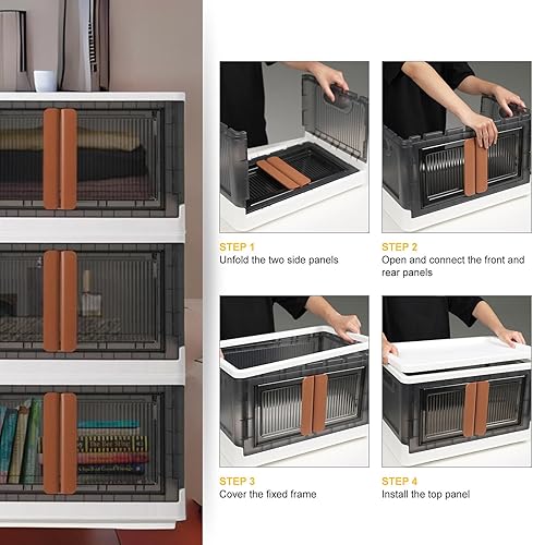 Miniatura 8 de AJP Distributors Paquete de 6 contenedores de almacenamiento apilables de 19 galones con tapas, bolsas plegables de plástico, contenedores de