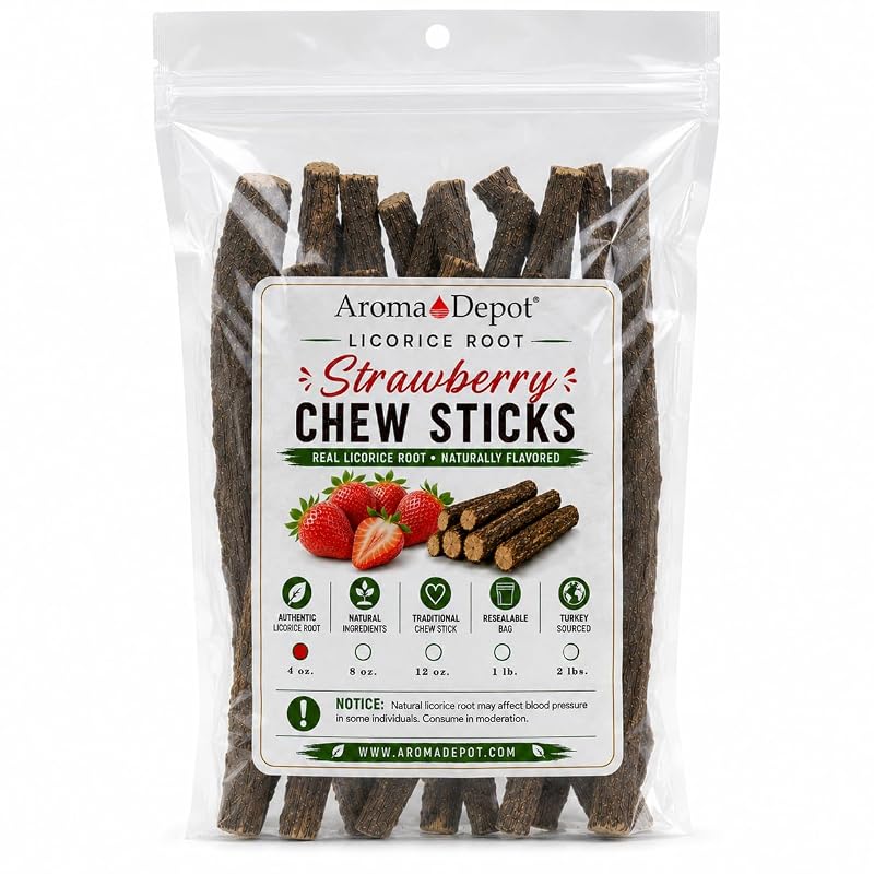 Aroma Depot Bastões de mastigação de raiz de alcaçuz sabor morango, 113,4 g
