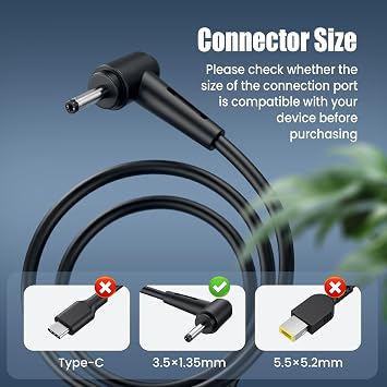 VUOHOEG 65W 19V Laptop Charger for Gateway GWTN156 GWTN141 Vaio FE14 FE15