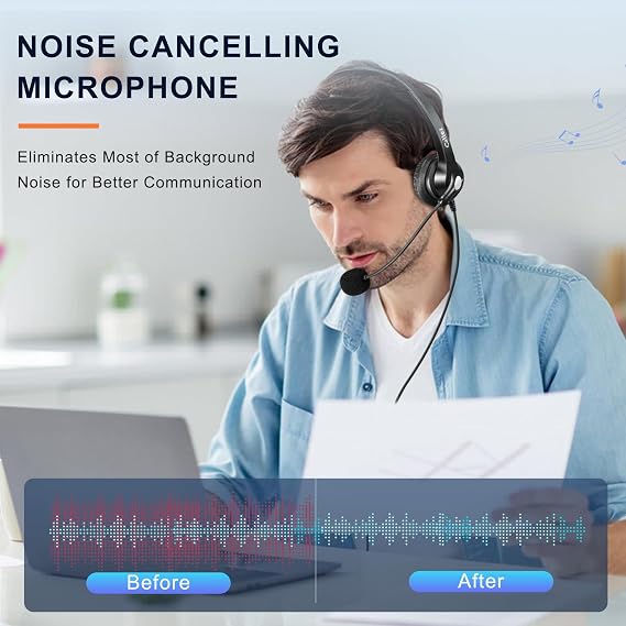 Callez Computer Headset with Mic Noise Cancelling for Laptop Tablet iPhone