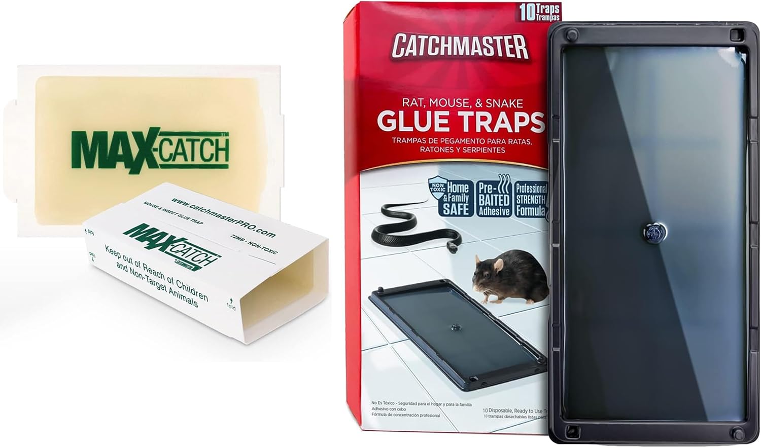Catchmaster Mouse & Pest Glue Board Bundle, 36 Glue Boards & 6 Pack Large Glue Traps, Rat & Mouse Traps Indoor for Home, Pre-Scented Pest Control