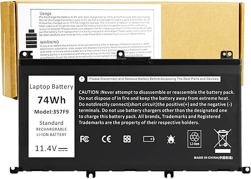Reemplazo de batería 357F9 de 74Wh para Dell Inspiron 7000 Dump 15 7566 7567 7557 7559 7759 5576 5577 INS15PD-1548B 1548R 1748B 1748R 2548R 2548R