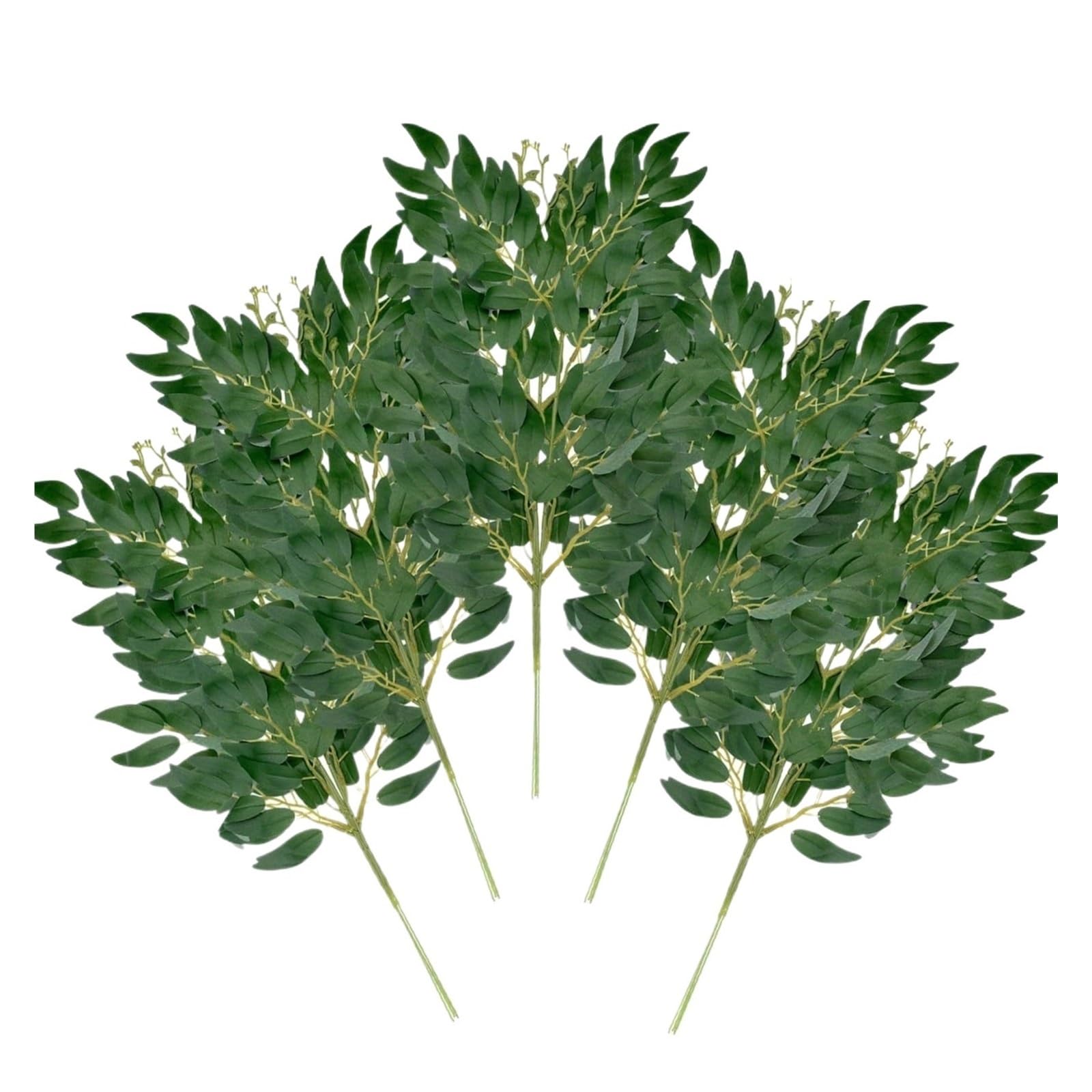 YGLEEULI Artificial Foliage Stems 24Pcs Artificial Ruscus Greenery Stems, Faux, Silk Leaves Garland Vines for Wedding