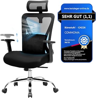 GTPLAYER Bürostuhl Ergonomisch [TESTSIEGER] Schreibtischstuhl, Drehstuhl hat Verstellbarer Lordosenstütze, Kopfstütze und Armlehne, Büro Stuhl & Gaming Stuhl mit separatem Lendenkissen, 150 kg