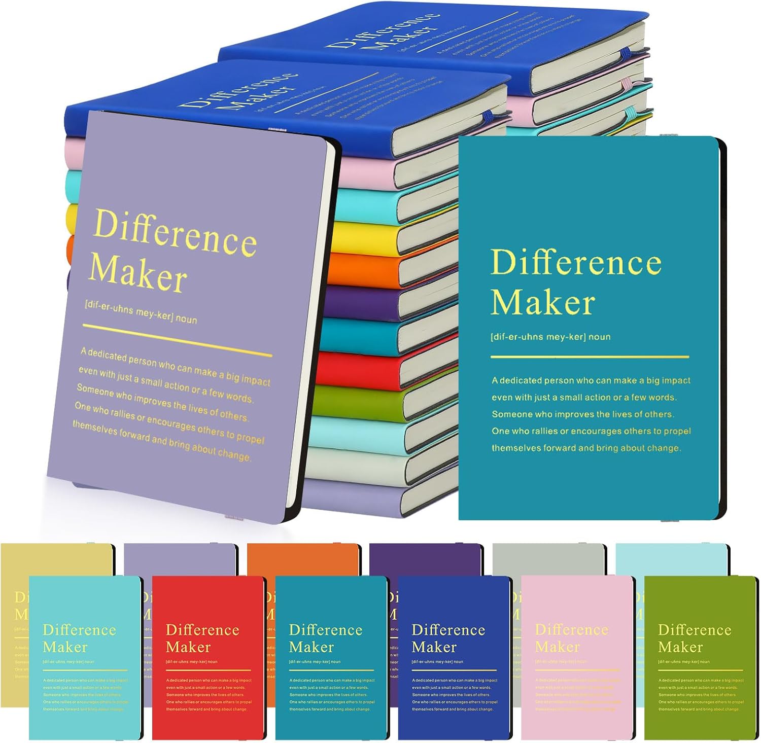 24 pcs employee appreciation gifts a6 small leather journals bulk inspirational different maker notebook thank you gift for women leadership coworker team staff christmas (multicolor) 24 multicolor