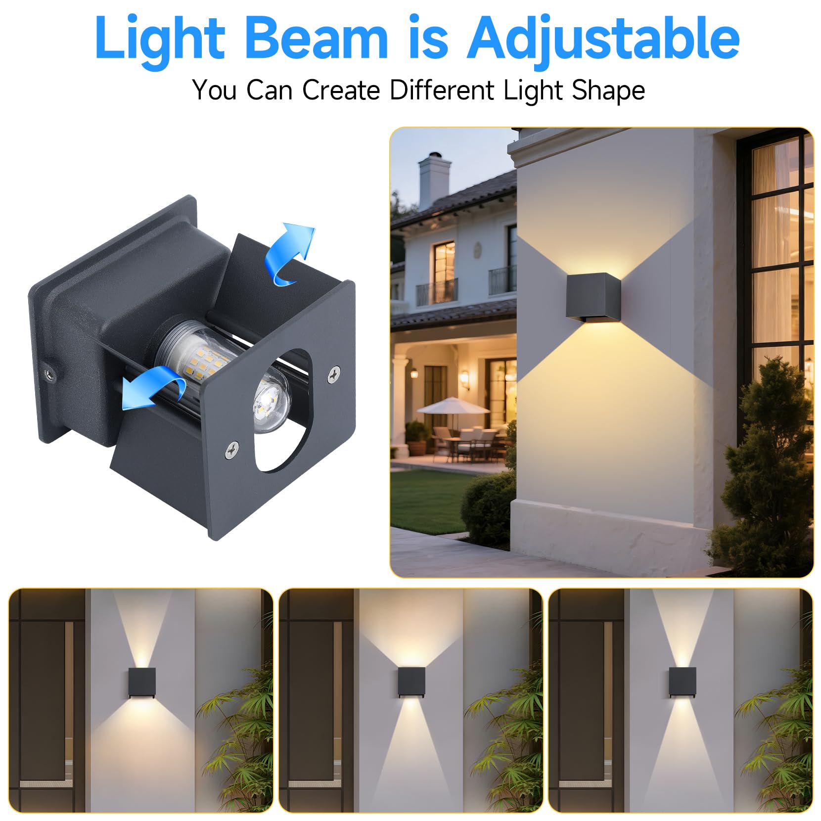 Applique da Esterno/Interno 4 Pezzi, Lampada Parete LED 9W 3000K Bianco Caldo, IP65, G9 Incluse, Antracite, per Giardino, Terrazzo