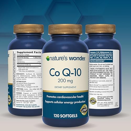 Miniatura 6 de Suplemento de CoQ10 de Nature's Wonder - Cápsulas blandas de CoQ10 200mg para apoyar la salud del corazón, función cardiovascular y producción de