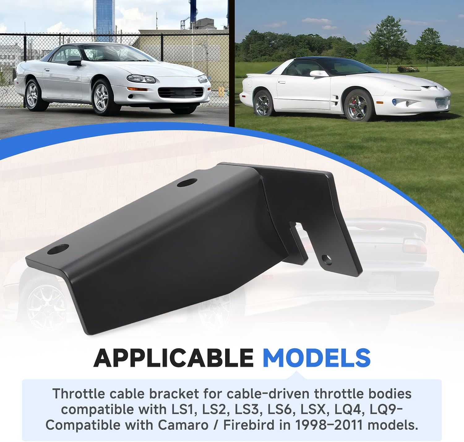 Throttle Cable Bracket Compatible with LS1 LS2 LS3 LS6 LSX LQ4 LQ9 Engine for Cable-Driven Throttle Body - Laser Cut Reserved Holes and Bidirectional Positioning