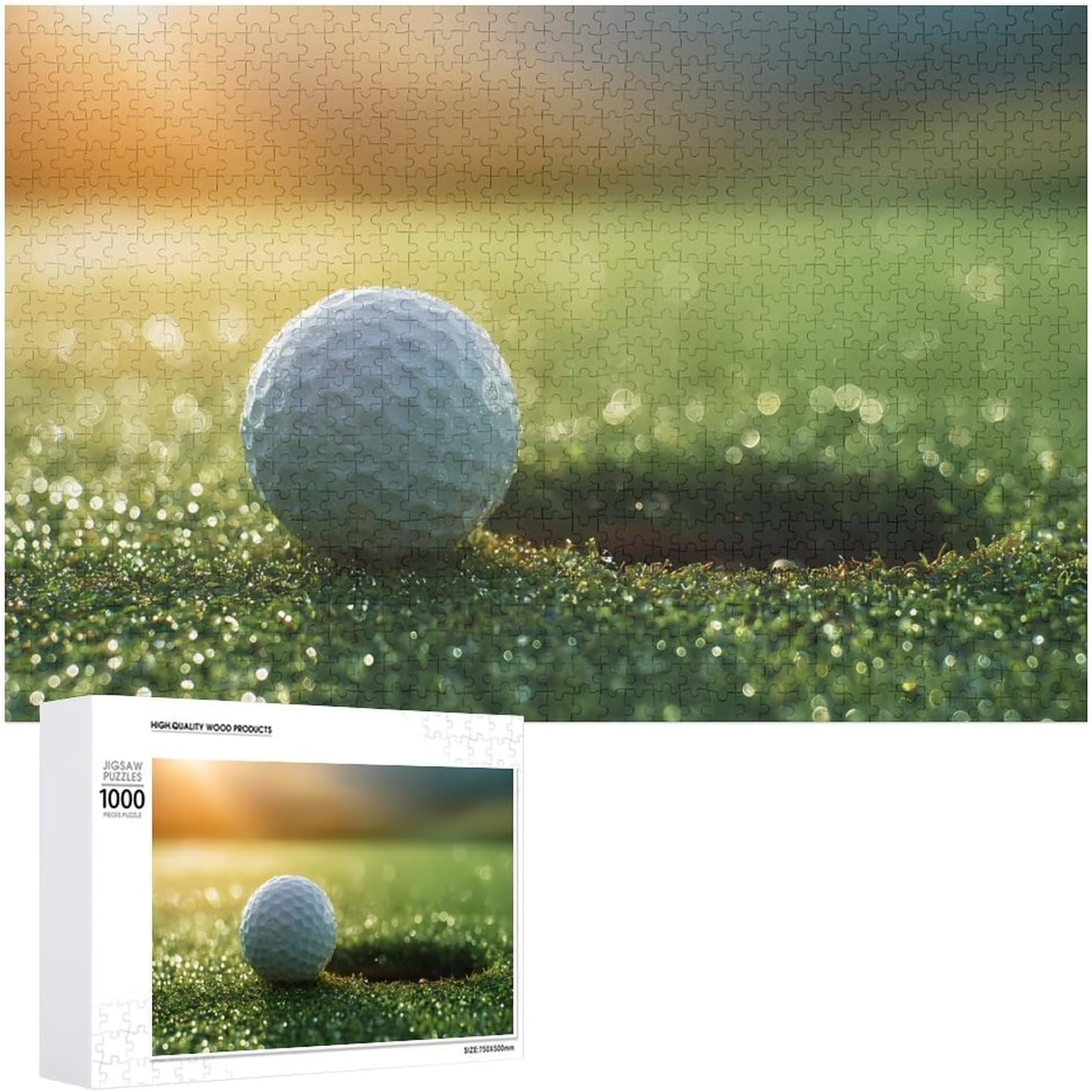 Golf Ball on A Golf Course Puzzles for Adults 1000 PCS Wooden Jigsaw Puzzle Wall Decor Christmas