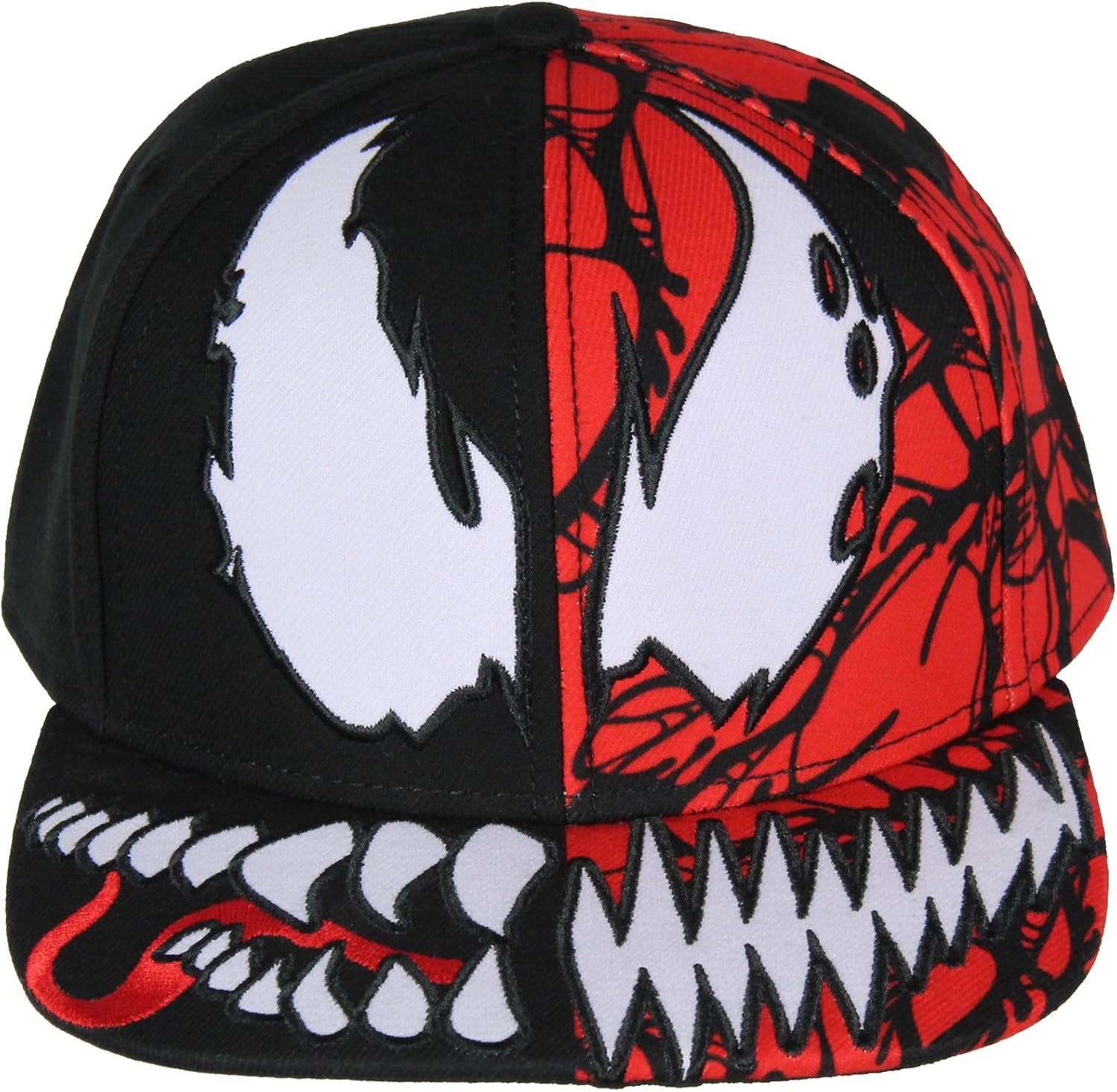 Marvel Comics Adult Venom Carnage Split Face Embroidered Flat Bill Snapback Hat for Men and Women - Image 4