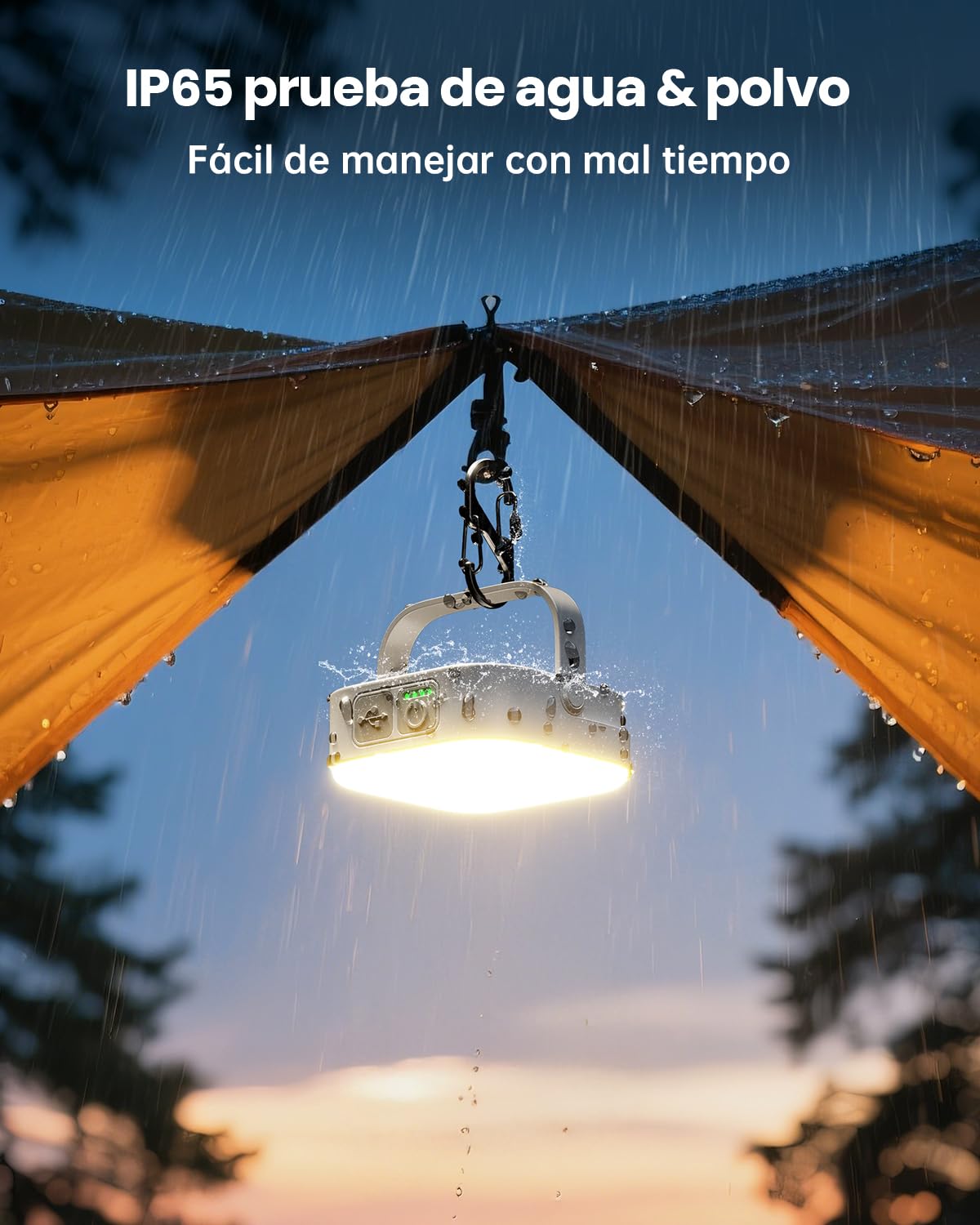 Eventek Lámpara Solar de Camping 4000LM 10000mAh LED Recargable IP65 Impermeable