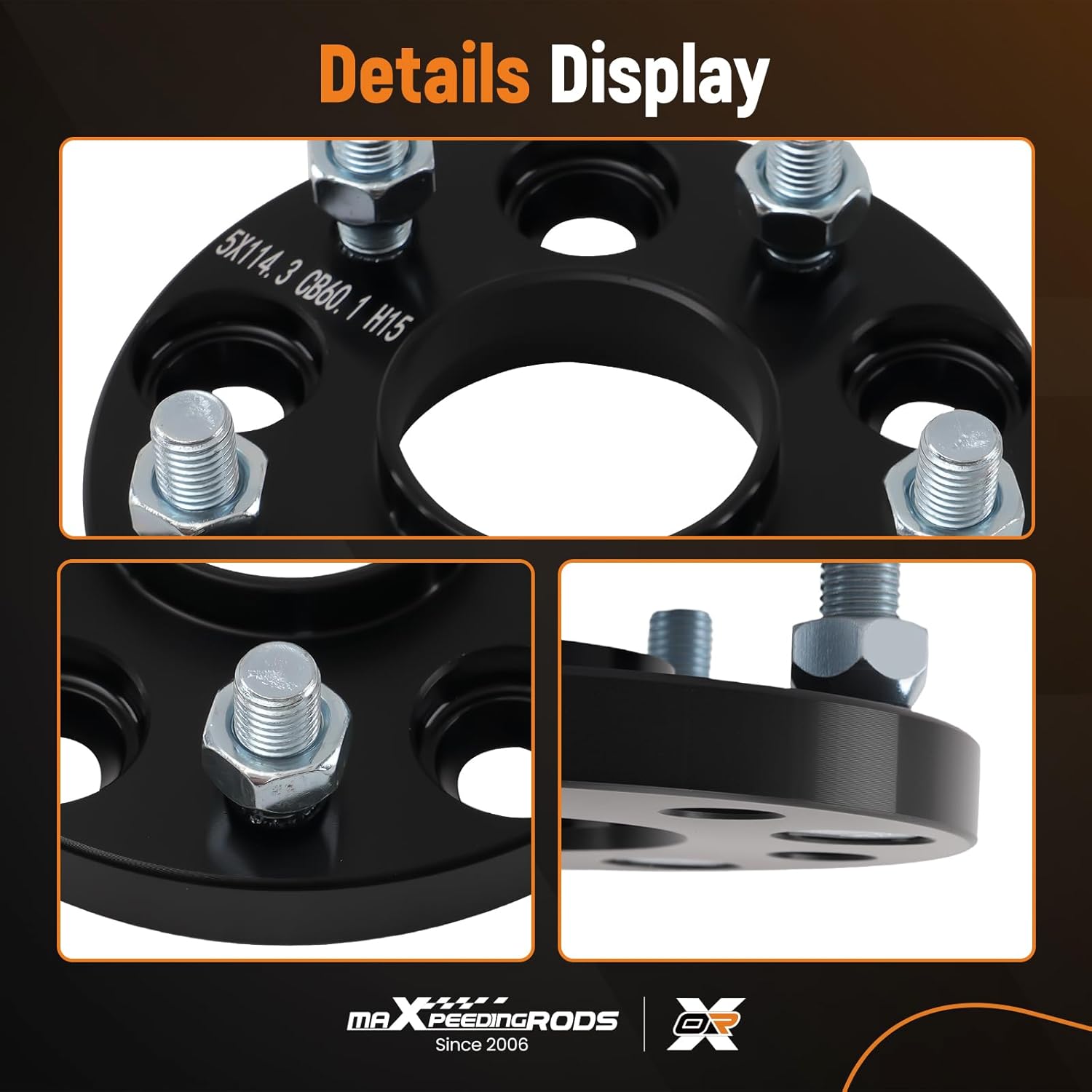 maXpeedingrods 5x4.5" Wheel Spacers 0.6"(15mm) Forged Spacers with 60.1mm Hub Bore and Lip, M12x1.5mm Studs for Toyota Camry Tacoma RAV4 Avalon, for Lexus ES300 330 350, for Scion TC XB 2PCS