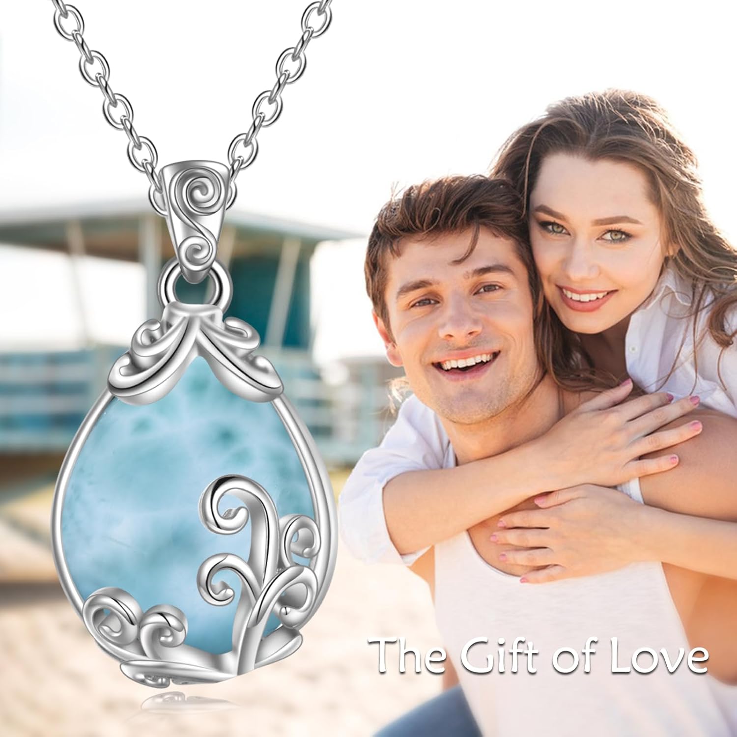 POPLYKE Sterling Silver Gemstone Teardrop Pendant Necklace Crystal Jewelry for Women - Image 3