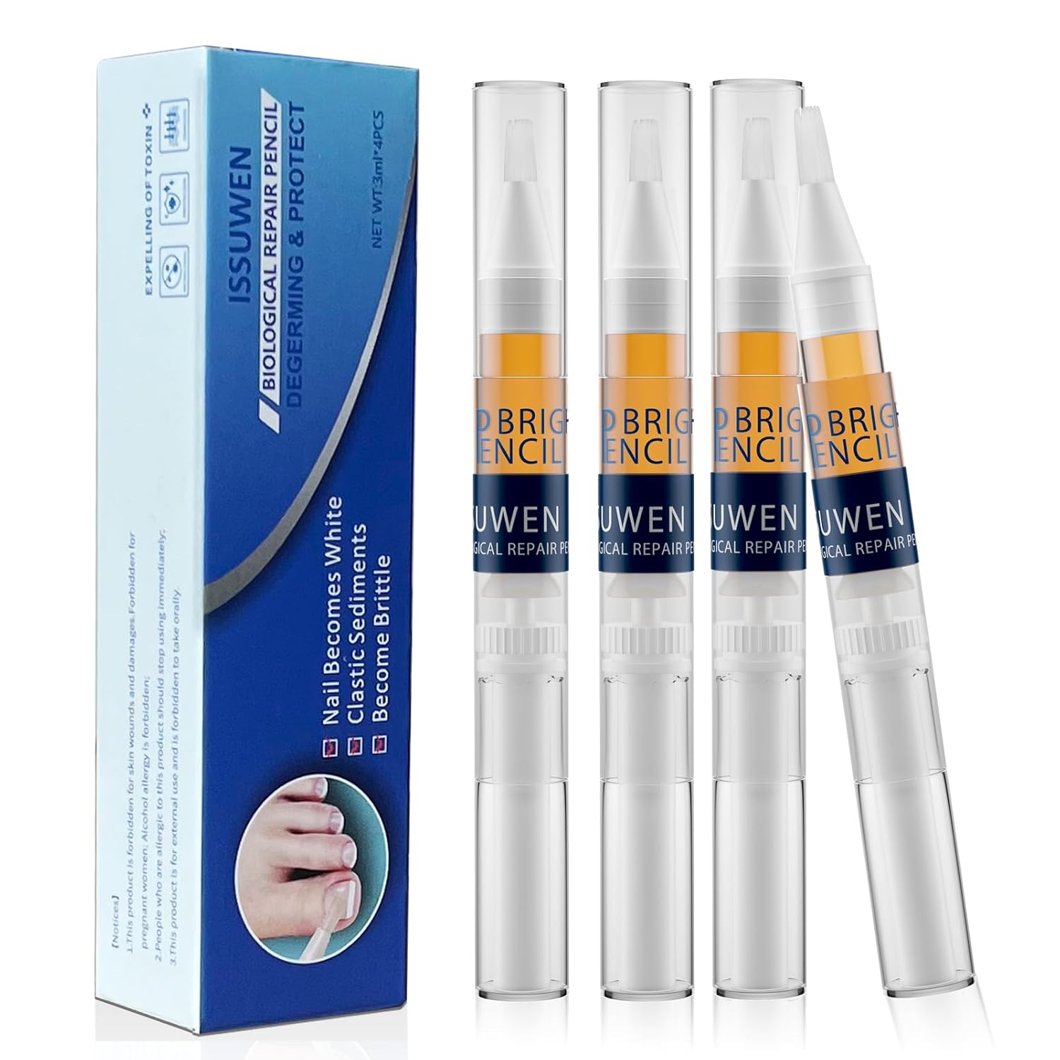 Nail Repair Pen Extra Strength, Nail Repair For Toenail And Fingernail, 4 Pcs