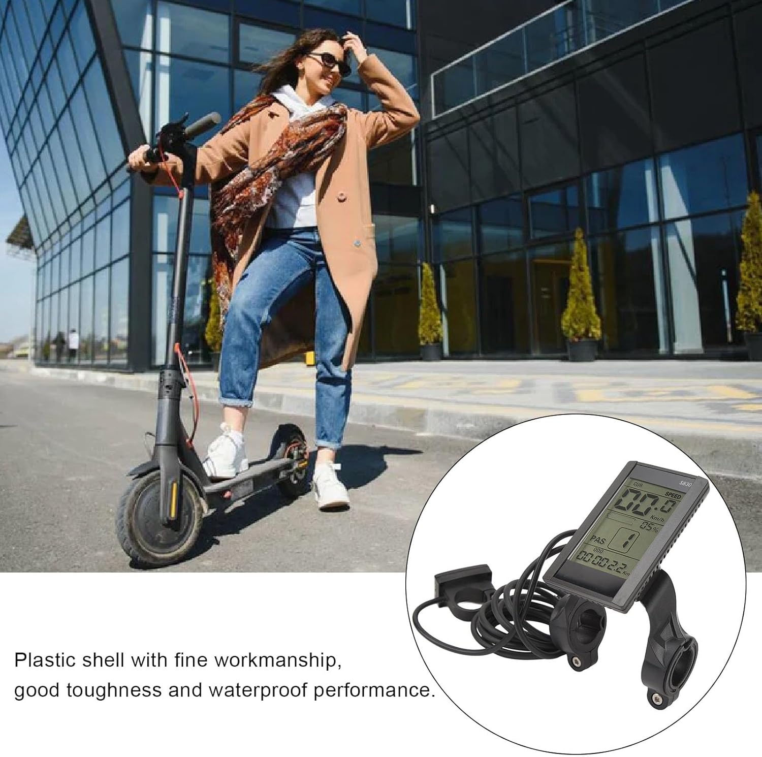 Electric Bike LCD Display Meter Multifunctional 24V 36V 48V S830 LCD Display Panel Screen for Electric Bicycle Scooter Accessories 22.2mm Handlebar ABS Material