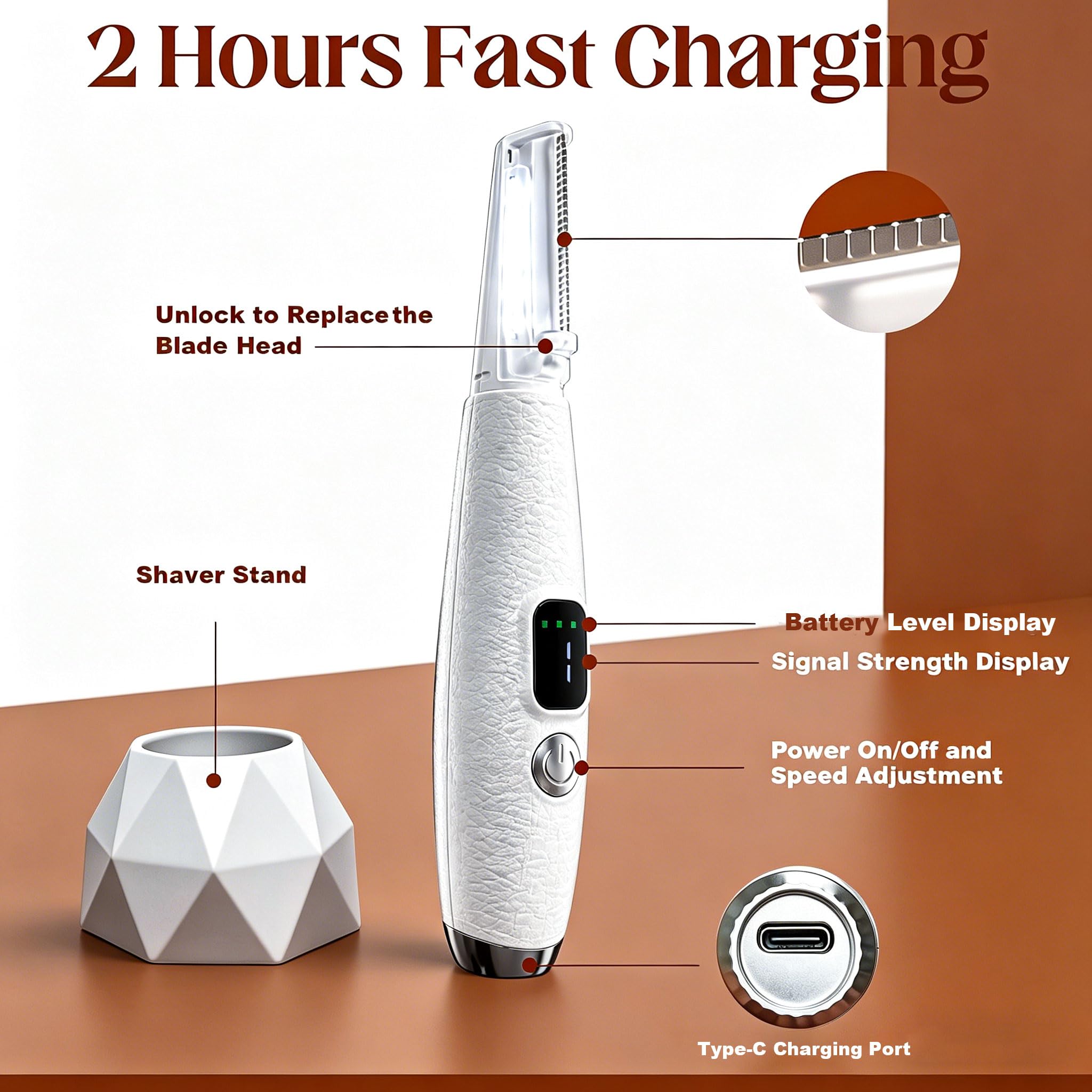 Sonic Dermaplane - Maquinilla de afeitar para mujer con 12 cuchillas de recambio para la cara, herramienta de planificación Derma Peach Fazz y exfoliante para cejas y vello facial, 3 velocidades, LED