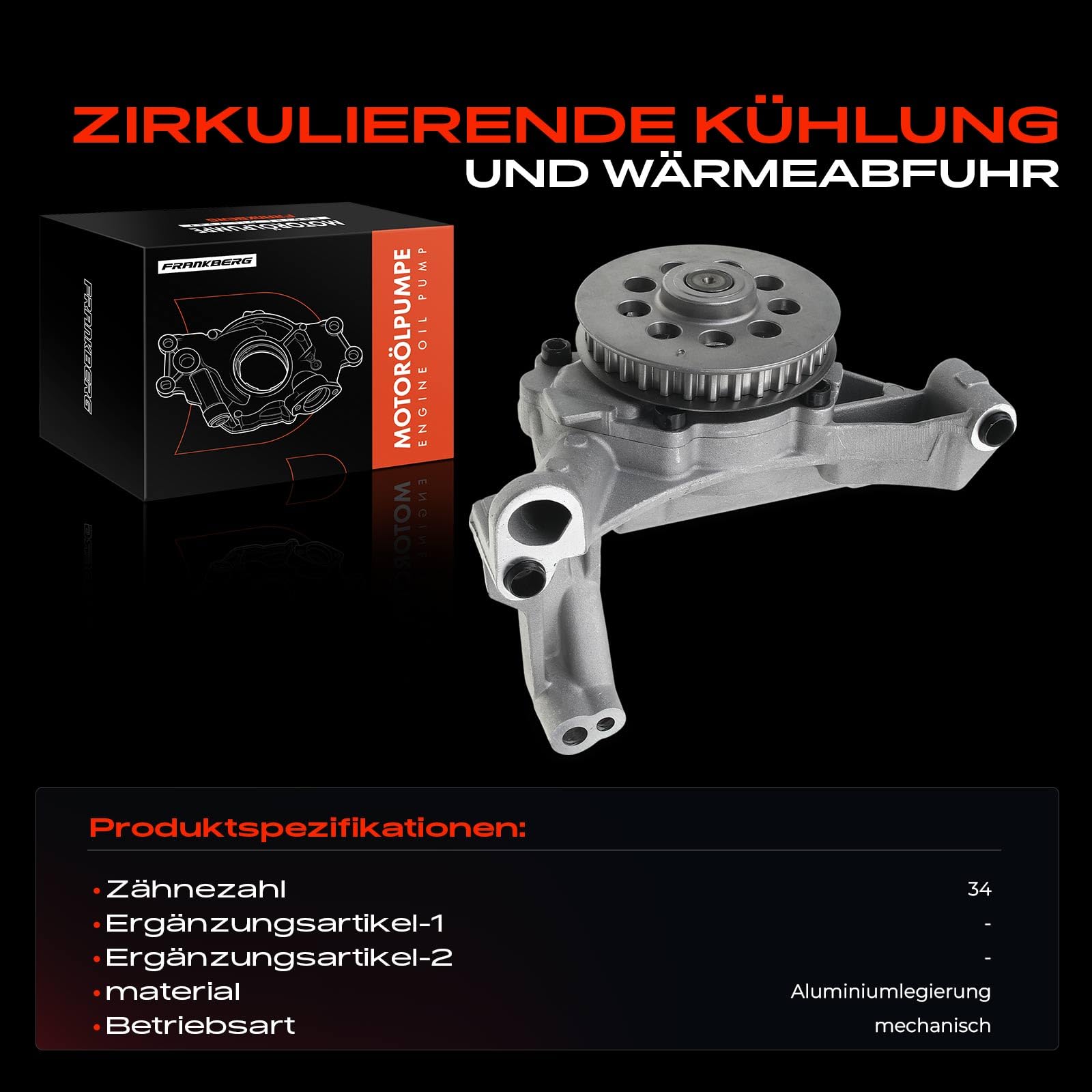 Frankberg Ölpumpe Kompatibel mit A1 2010-2015 A3 2009-2013 Octavia II 2004-2013 Golf VI 2008-2016 P.a.s.s.a.t 2009-2014 Transporter V/VI 2009-Heute Replace# 03L115264A