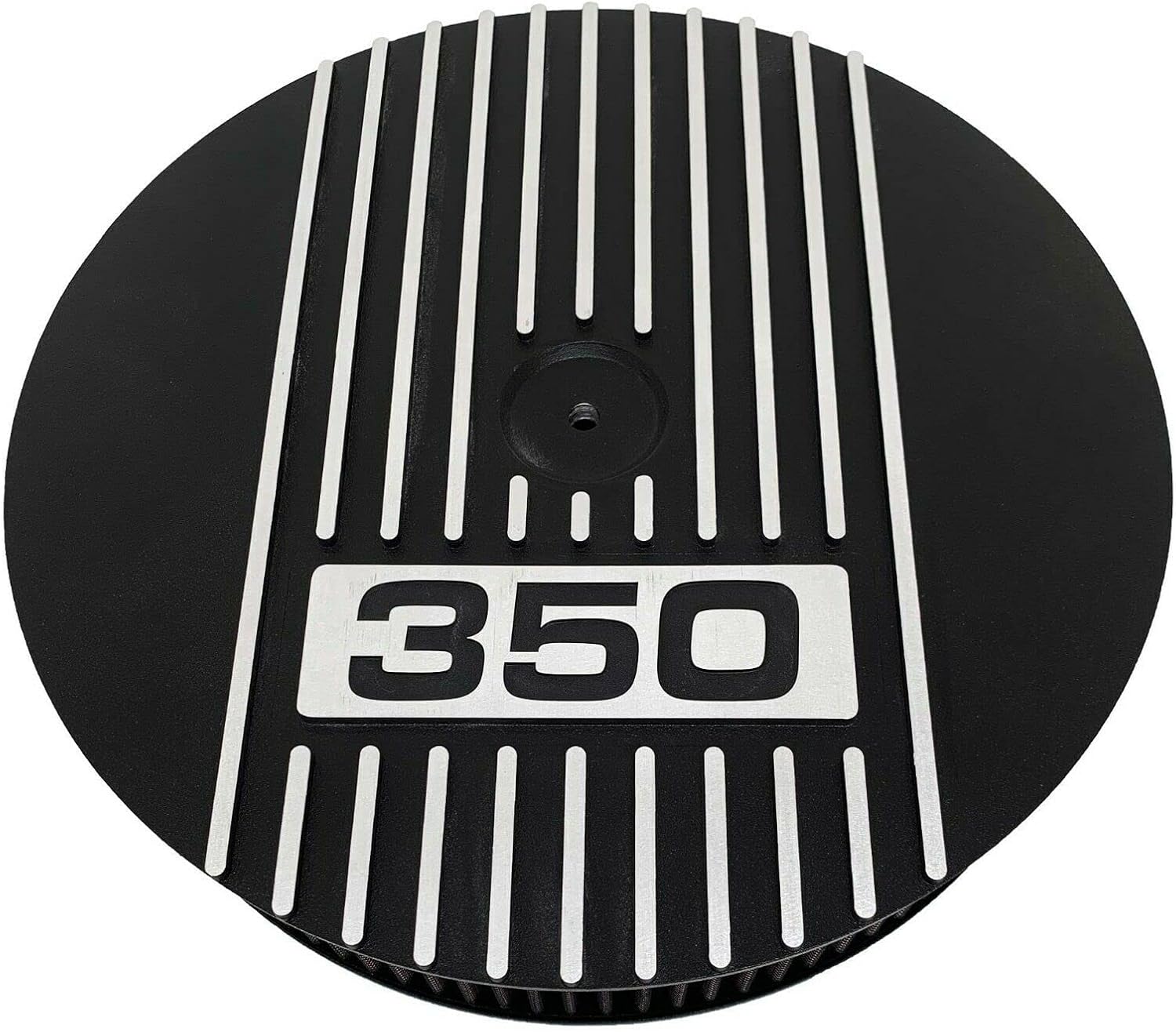 Small Block Chevy 350-13" Round Air Cleaner Kit - Black, Raised Fins