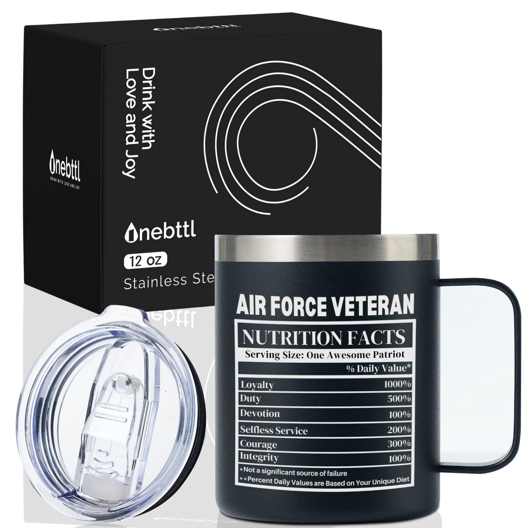 Onebttl Veteran Appreciation Gifts - Funny 'Nutrition Facts' 12oz Stainless Steel Tumbler For Husband, Dad, Grandpa - View #12