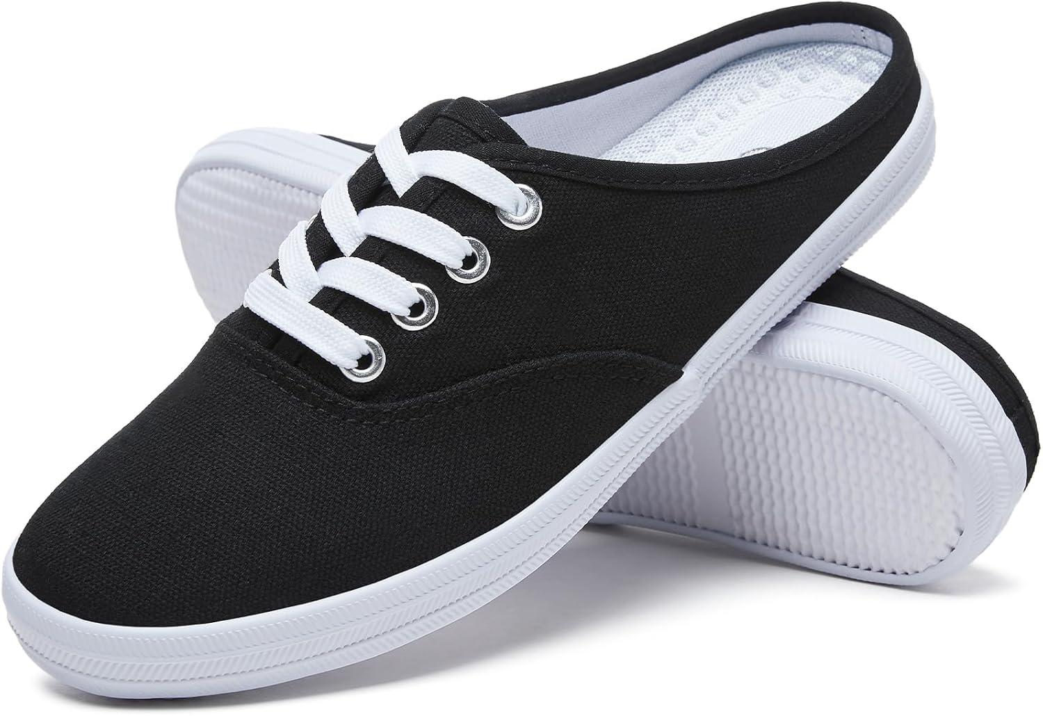 TUOPIN Women's White Slip-On Canvas Loafers Shoes Comfortable Lightweight Mules,Breathable Casual Walking Shoes for Everyday Wear