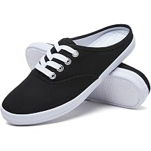 TUOPIN Womens White Slip-On Canvas Loafers Shoes Comfortable Lightweight Mules,Breathable Casual Walking Shoes for Everyday Wear