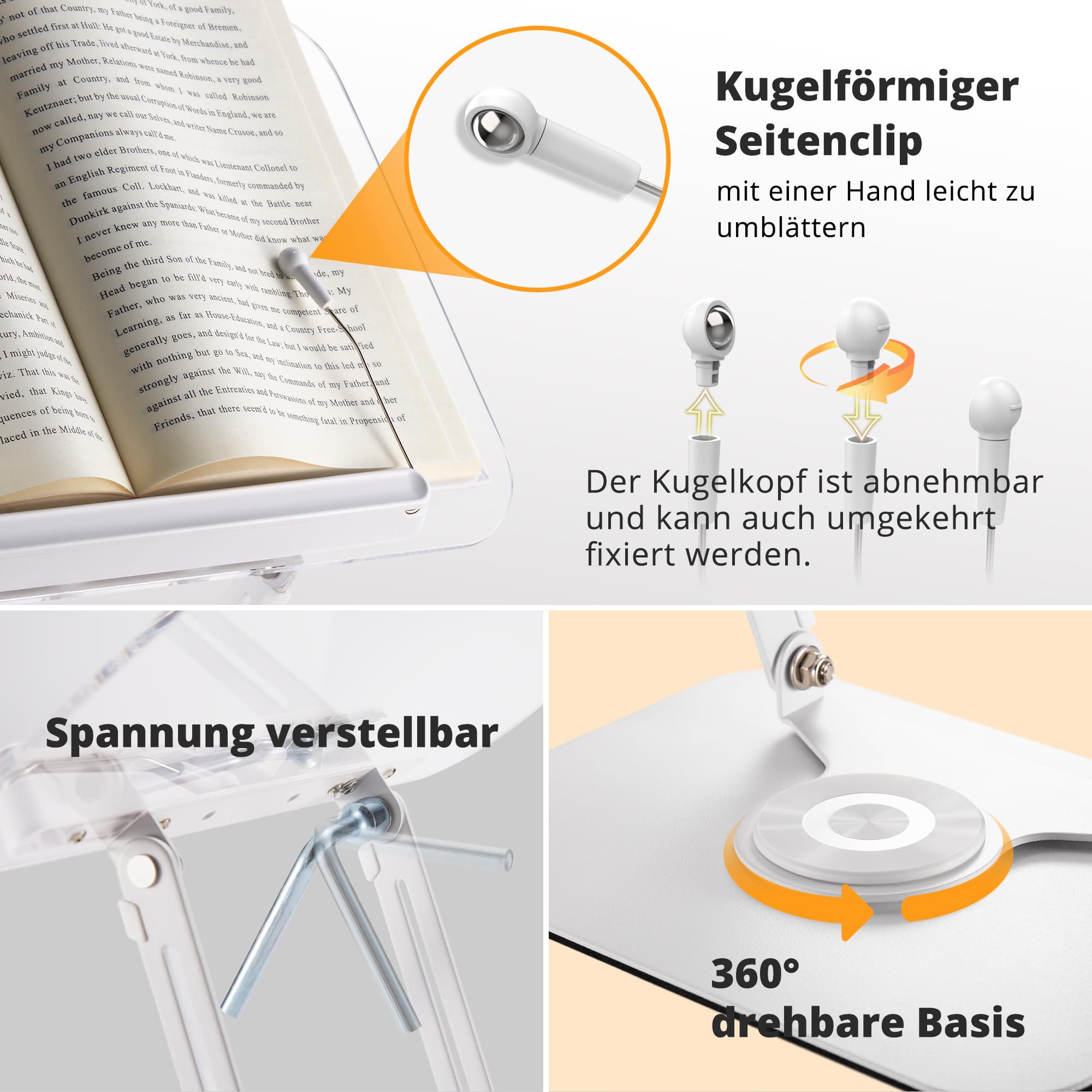 SupeDesk Supporto da lettura, regolabile con base in alluminio girevole a 360°, per bambini da 3,5 a 15 pollici, iPad, laptop, tablet, leggio, pieghevole e portatile