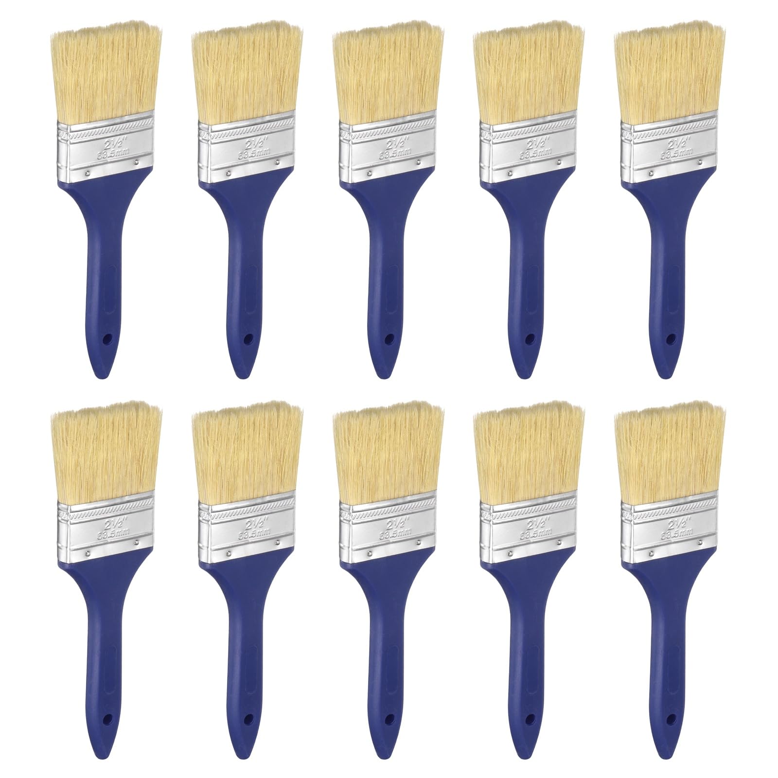 Pinceau plat 6,1 cm lot de 20 poils PET manche plastique bleu pour vernis et colle