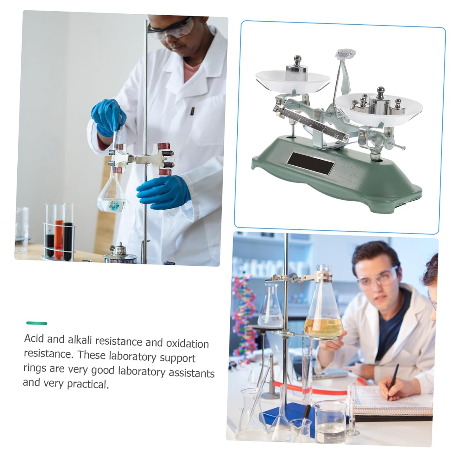 200g Three-Rod Laboratory Balance Scale with 6 Weights and Tweezers, Mechanical Scientific Balance for Teaching Tools and Student Experiments