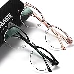AOMASTE Blue Light Blocking Glasses Vintage Half Frame UV Clear Lens Anti Eyestrain Computer Gaming Glasses for Women Men