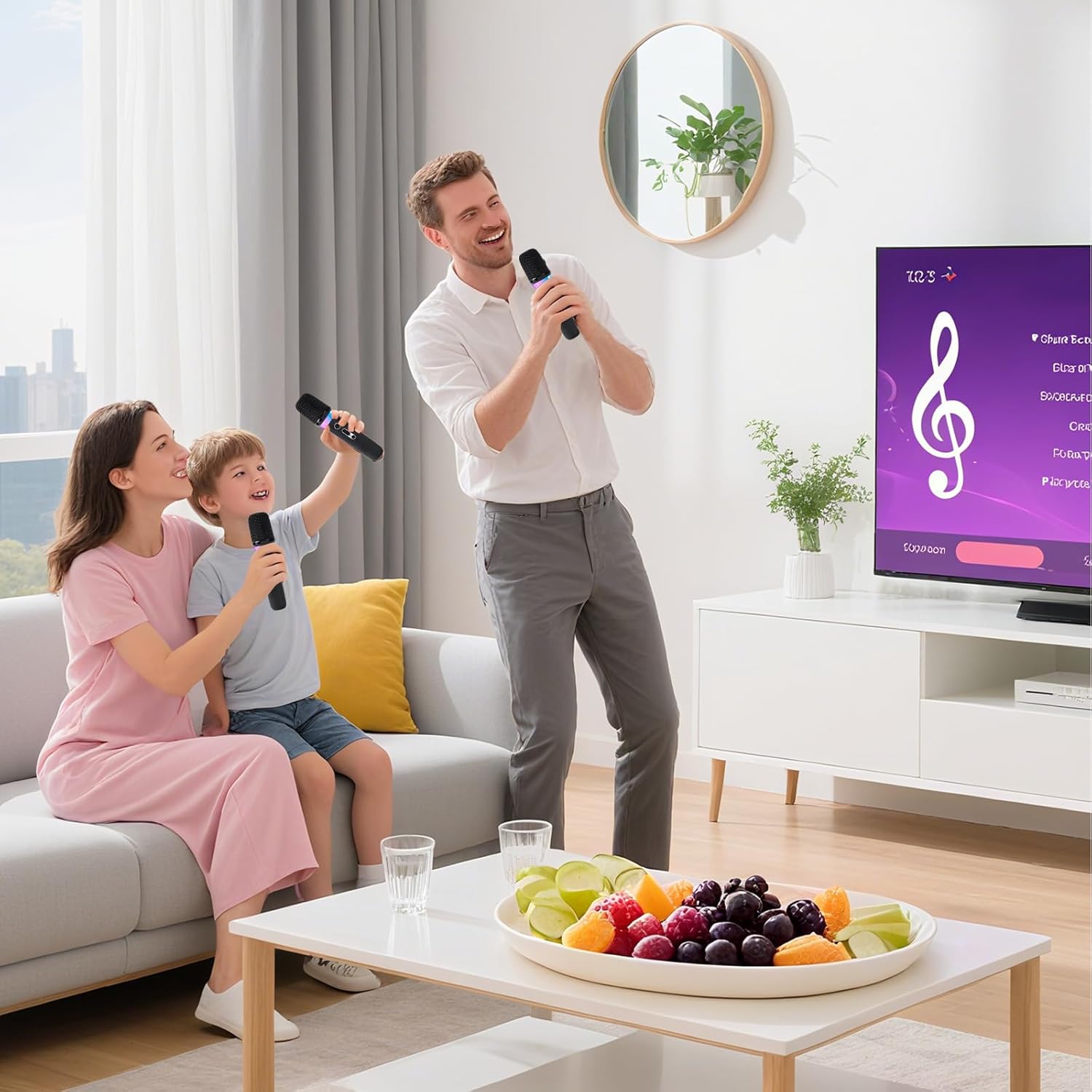 Car Karaoke Microphone,Dual Handheld Rechargeable Mic with 3.5mm Aux in and Out Receiver,Volume Control Karaoke Microphone for Singing, Speech - Image 8