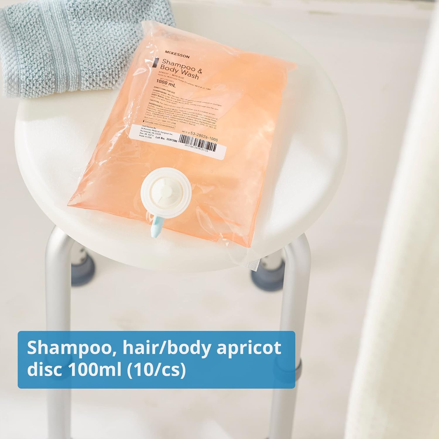 McKesson Body Wash and Shampoo, Refill Bag, Apricot Scent 1000 mL, 10 Count