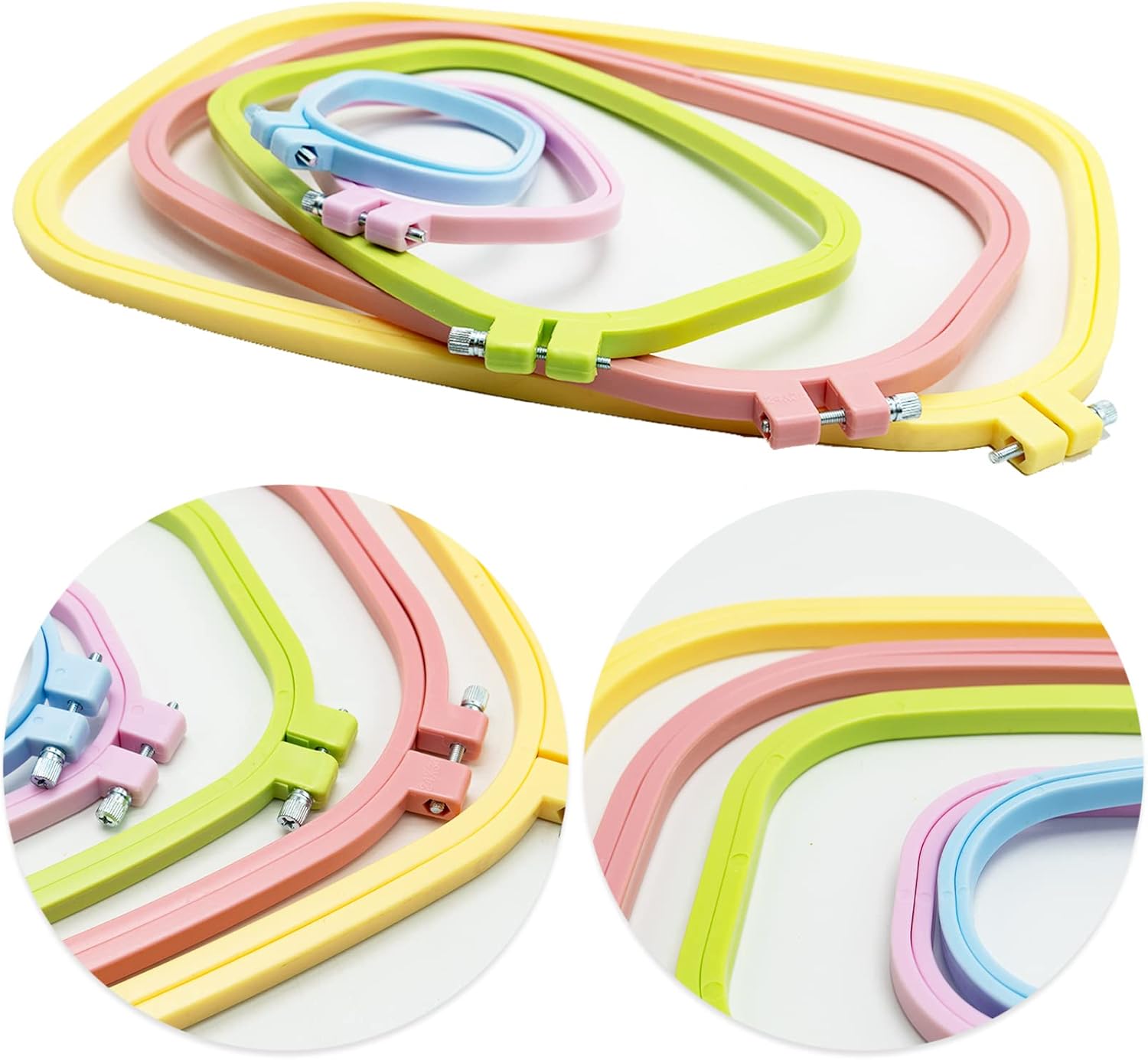LAMXD 5 Size Colorful Embroidery Hoop Rectangle Square Embroidery Frame Cross Stitch Hoop Sewing Tool for Art Craft Handy Sewing (Multicolor) - Image 4