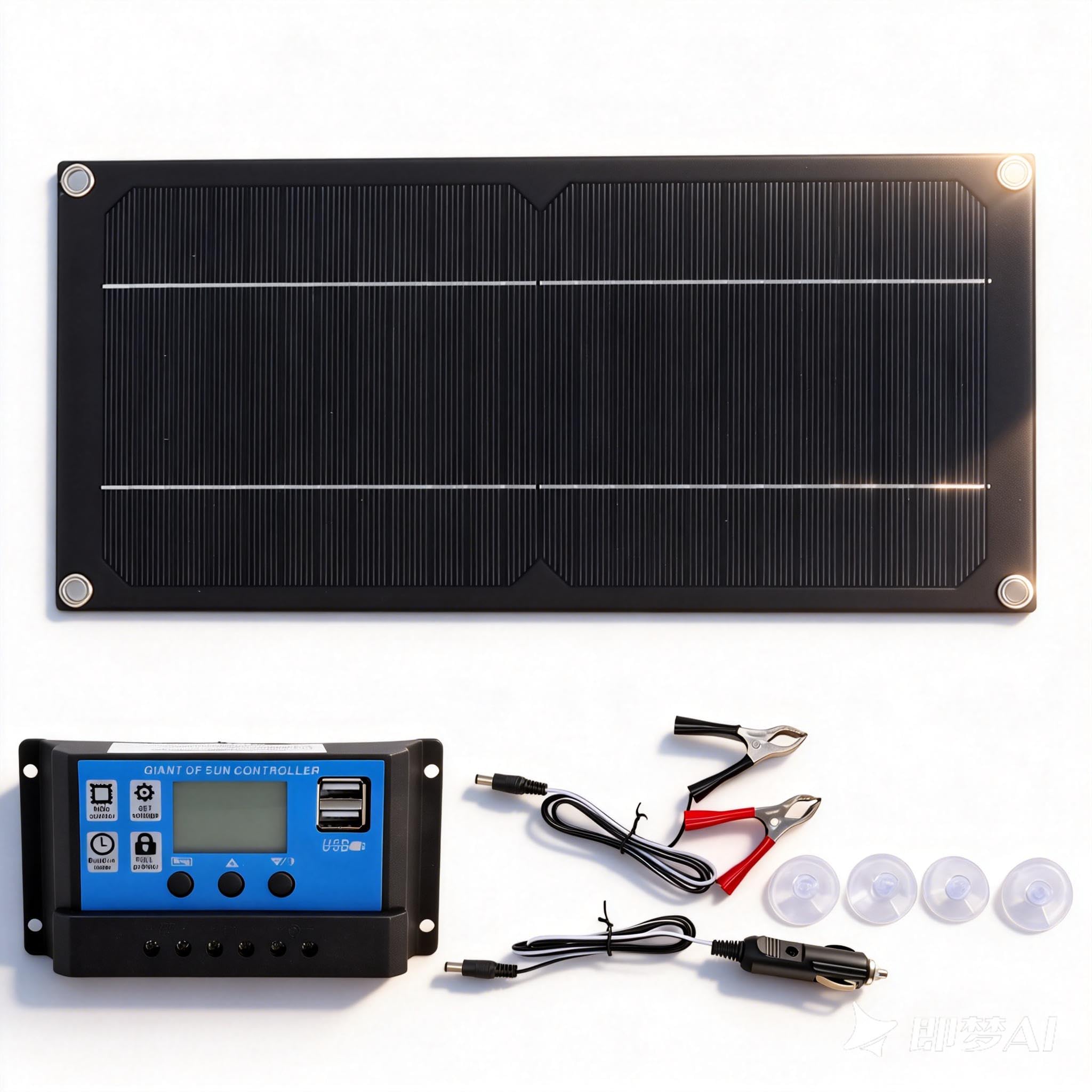 Panel Solar Portátil Monocristalino 600W 18V con Controlador Carga Batería 100A para Autocaravanas Kit Completo