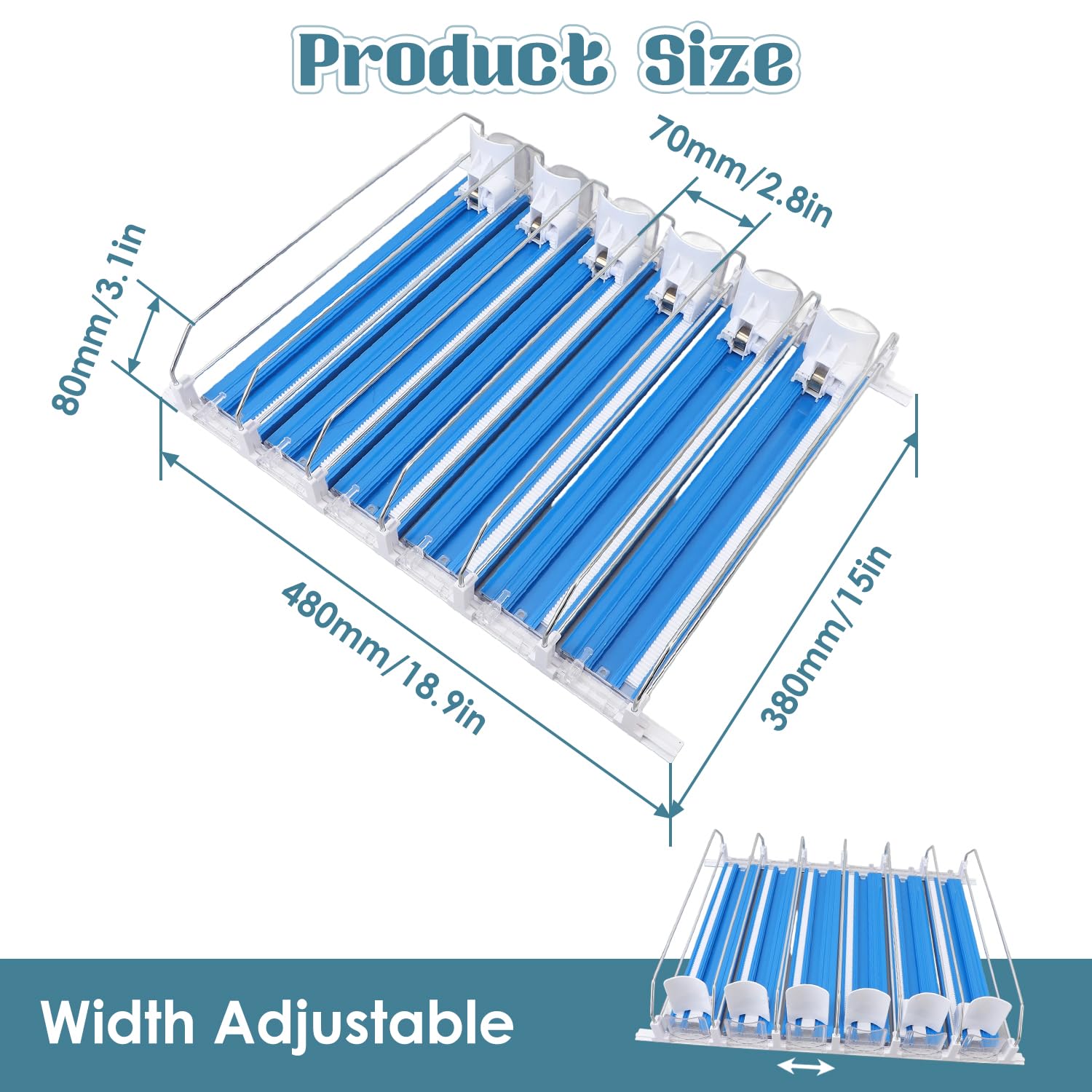 Organizador De Bebidas Para FrigoríFico, Dispensador De Latas De Refresco De 18,9 X 15,0 X 3,1 Pulgadas Para FrigoríFico, Dispensador De Bebidas Con Deslizador AutomáTico (Azul)