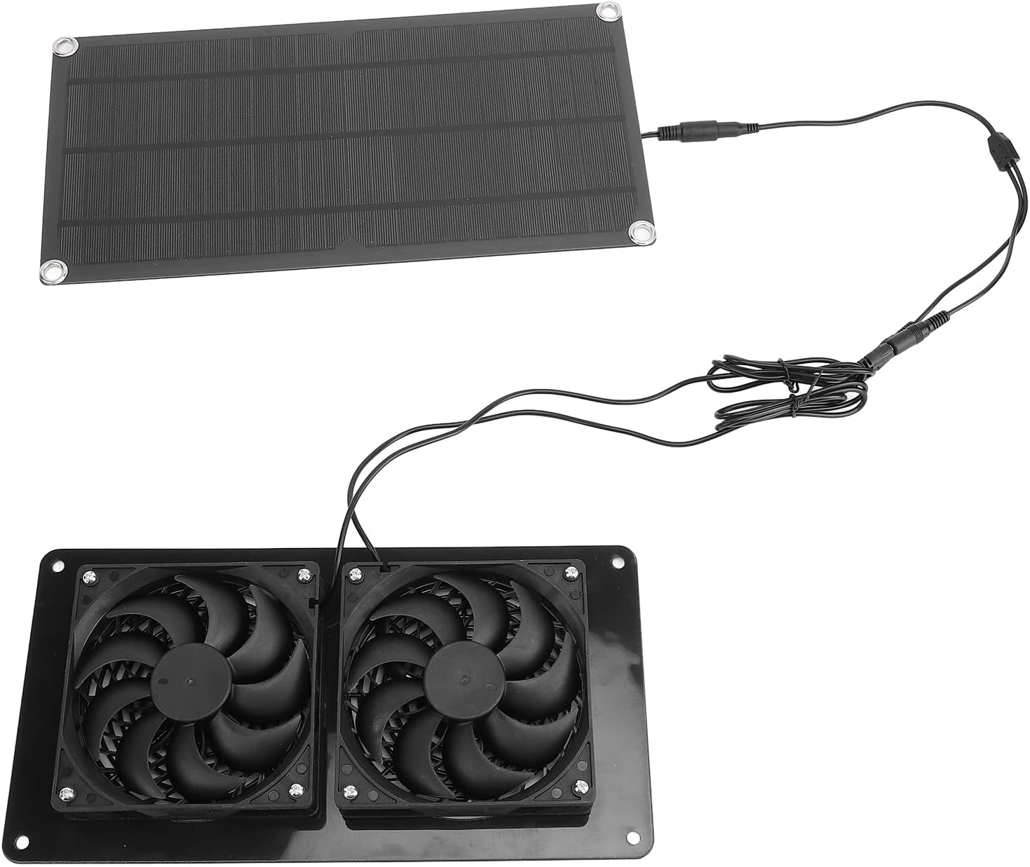 Solar Powered Exhaust Fan Kit, 10W 18V Dual Fan Ventilator with Windproof Rainproof ABS Housing, Solar Panel Powered Fan for Chicken Coop Pet House Greenhouse