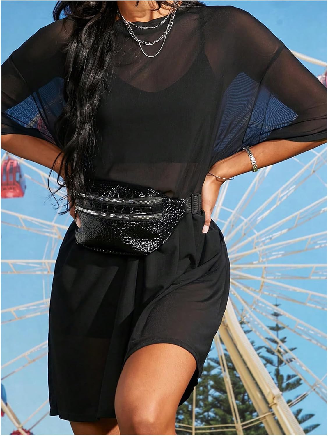 Verdusa Women's Sheer Mesh Dress Loose See Through Half Sleeve Beach Cover Up - Image 4