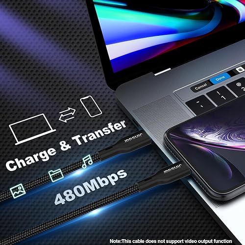 Miniatura 6 de Cable de carga USB C, cable trenzado USB C a USB C (6 pies, paquete de 2), cable 3A tipo C de 60 W de carga rápida para iPhone 15 Plus Pro Max,