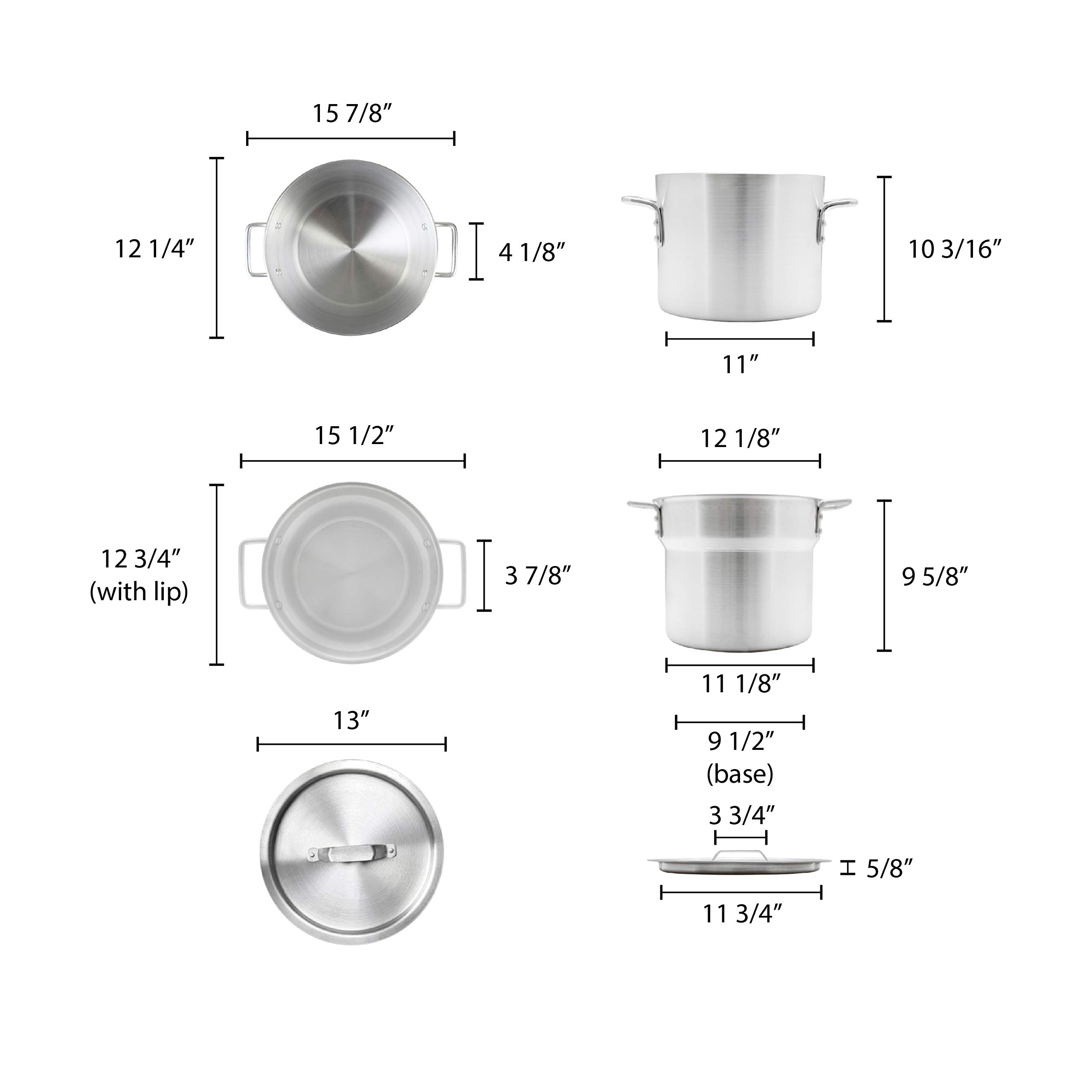 Excellante 20 Quart Aluminum Heavy Gauge Double Boiler Satin Finish