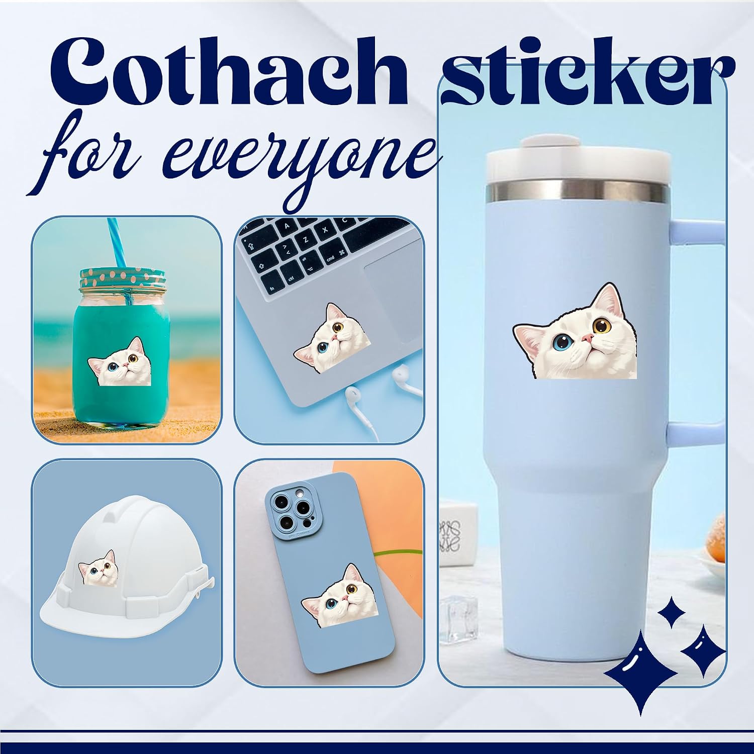 Cute Anime Cat Car Sticker - Waterproof Vinyl Sticker for Water Bottles, Laptops, and Tumblers – Durable, Fun, and Perfect for Adults (3PCS, 3") image 5